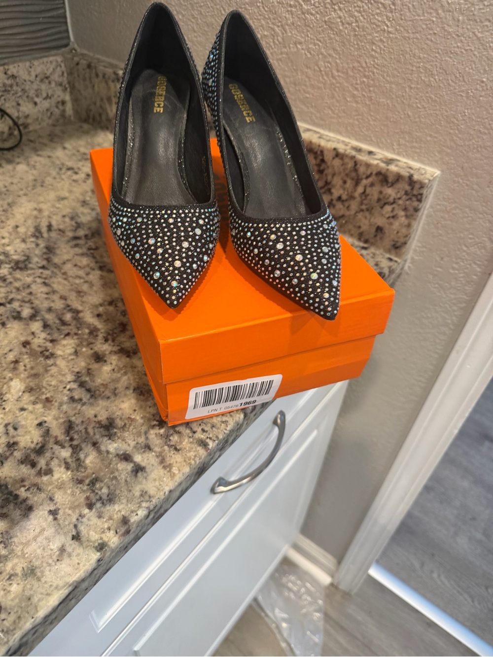 Embellished Black Pointed Toe Pumps -